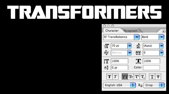 transformers 3d font generator