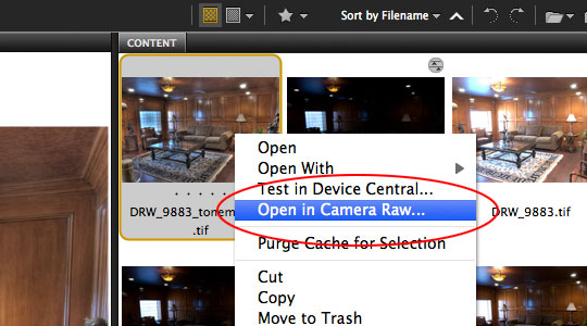 Buka gambar HDR di Adobe Camera Raw