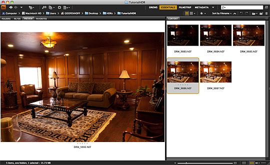 Adobe Bridge Photos for this HDR Tutorial