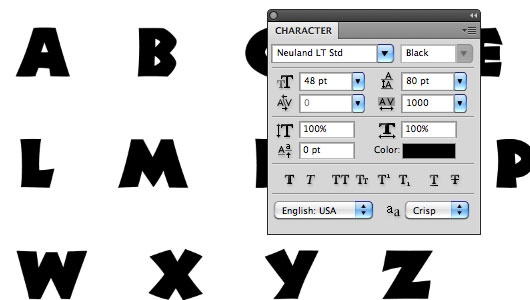 Set text size, tracking and leading