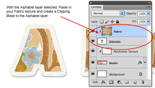 Add a fabric texture to the Alphabet layer